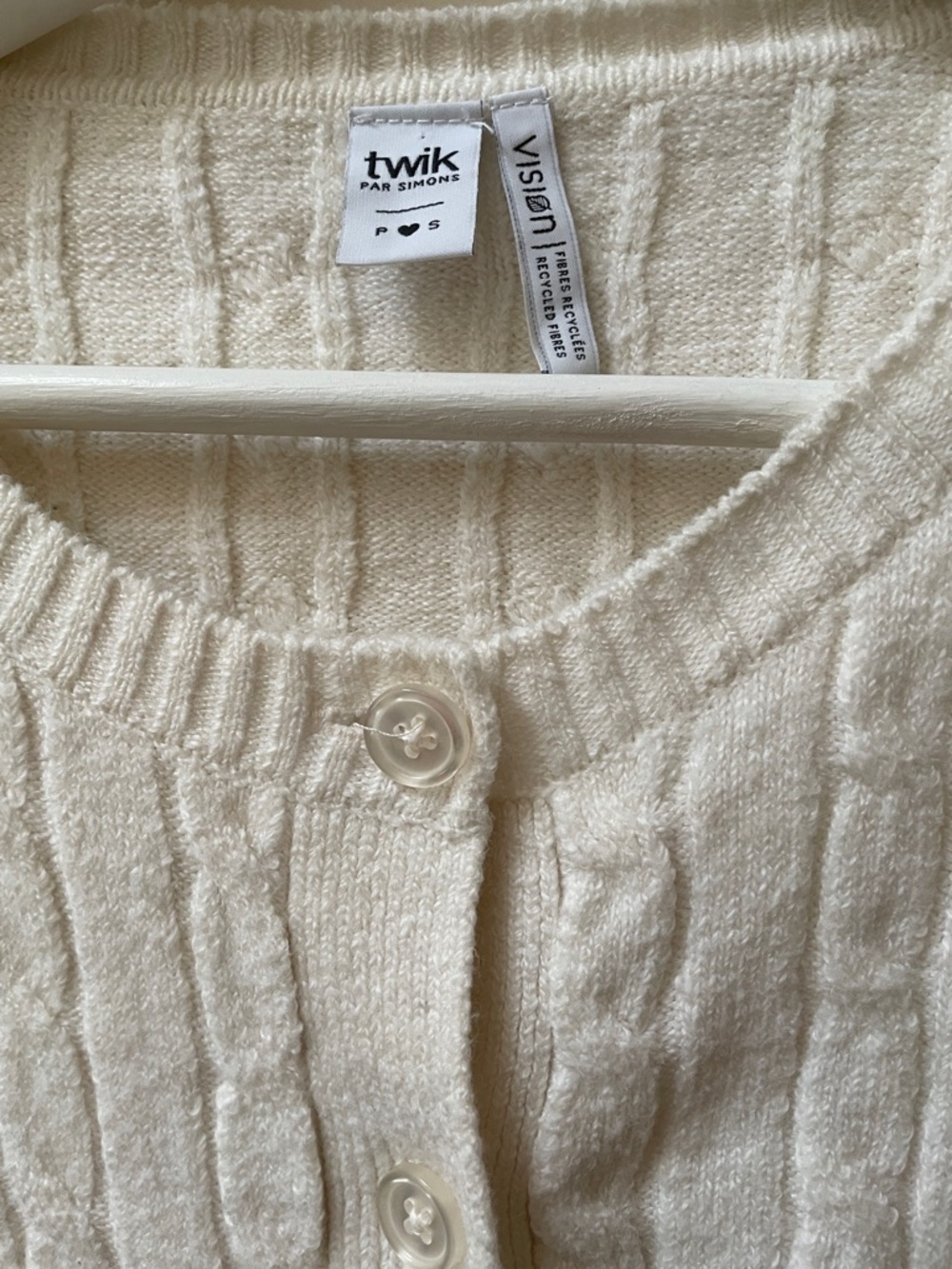 Simons twik Cream Cable-Knit Button-Up Cardigan - Picture 2 of 3